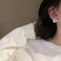 Gold Plated Zircon Leaf Faux Pearl Stud Earrings Vintage Chic Luxury Jewelry For Women view 4