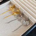 Copper Zircon Hollow Petal Tassel Drop Earrings Light Luxury Floral Designer Style view 2