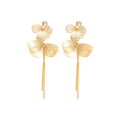 Copper Zircon Hollow Petal Tassel Drop Earrings Light Luxury Floral Designer Style view 5