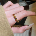 Gold Plated Tiger Eye Round Open Ring For Women view 3