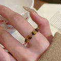 Gold Plated Tiger Eye Round Open Ring For Women view 1