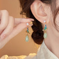 Light Luxury New Chinese Oval Enamel Landscape Pearl Alloy Stud Earrings With Silver Posts view 4