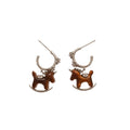 Resin Horse Stud Earrings With Zircon Accents, Maillard Retro Light Luxury Style view 5