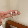 Light Luxury Faux Pearl Flower Bow Rhinestone Stud Earrings With Silver Posts view 2