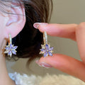 Rhinestone Flower Alloy Stud Earrings Korean Sweet Elegant Light Luxury Daily Jewelry view 2