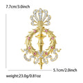 Gold Plated Alloy Rhinestone Scepter Brooch Pin For Men's Suits view 6