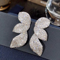 Luxury Marquise Leaf Stud Earrings For Women With Micro Pave Sparkling Irregular Leaf Design view 2