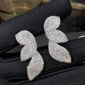 Luxury Marquise Leaf Stud Earrings For Women With Micro Pave Sparkling Irregular Leaf Design view 3