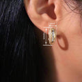 British French Style Square Row Rhinestone Ear Cuffs For Women Micro Pave Fashion Jewelry Earrings view 4