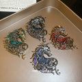 Vintage Alloy Rhinestone Hollow Horse Brooch, New Chinese Light Luxury Animal Pin For Women view 3