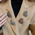 Vintage Alloy Rhinestone Hollow Horse Brooch, New Chinese Light Luxury Animal Pin For Women view 4