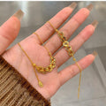 New Chinese Style Copper Coin Necklace Bracelet Jewelry Set For Women, Light Luxury Vintage Round Design view 3