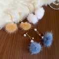 Gold Plated Silver Needle Zircon Faux Pearl Pom Pom Stud Earrings For Women Light Luxury Geometric Style view 2