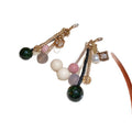 Geometric Square Zircon Agate Rice Bead Ear Hook Earrings, Light Luxury Ethnic Vintage Style view 5
