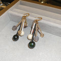 Geometric Square Zircon Agate Rice Bead Ear Hook Earrings, Light Luxury Ethnic Vintage Style view 2