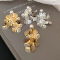 Light Luxury Metal Hollow Flower Tassel Drop Earrings With Silver Needle For Women view 2