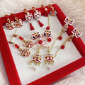 Chinese Style Alloy Enamel Lion Dance Tassel Drop Earrings With Silver Needle Studs view 1