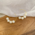 French Vintage Faux Pearl Round Geometric Drop Earrings Elegant Light Luxury Ear Hooks view 4