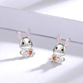 Cute Rabbit And Carrot Stud Earrings For Women, Cream Sweet Girl Korean Style Jewelry view 2