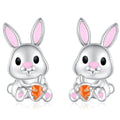 Cute Rabbit And Carrot Stud Earrings For Women, Cream Sweet Girl Korean Style Jewelry view 1