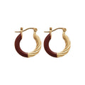 European American Style Metal Enamel Wrinkled Texture Round Geometric Earrings view 5