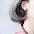 Minimalist Oil Painted Faux Pearl Cherry Blossom Stud Earrings For Daily Wear Women view 3