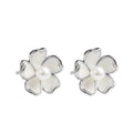 Minimalist Oil Painted Faux Pearl Cherry Blossom Stud Earrings For Daily Wear Women view 2