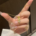 Gold Plated Copper Zircon Wheat Tassel Necklace New Chinese Retro Light Luxury Collarbone Chain view 2