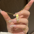Gold Plated Copper Zircon Wheat Tassel Necklace New Chinese Retro Light Luxury Collarbone Chain view 4