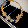 Champagne Rhinestone Teardrop Alloy Choker Necklace Light Luxury Vintage Minimalist Design view 2