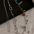 Iron Metal Ceramic Beaded Hollow Round Geometric Ethnic Vintage Sweater Necklace for Women view 2
