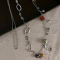 Iron Metal Ceramic Beaded Hollow Round Geometric Ethnic Vintage Sweater Necklace for Women view 4