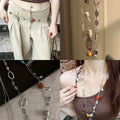 Iron Metal Ceramic Beaded Hollow Round Geometric Ethnic Vintage Sweater Necklace for Women view 1