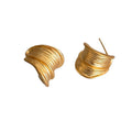 Brushed C-Shaped Copper Stud Earrings Minimalist Geometric Round Metal Fashion Jewelry view 5