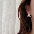 Brushed C-Shaped Copper Stud Earrings Minimalist Geometric Round Metal Fashion Jewelry view 4