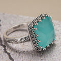 Vintage Crown Ring For Women With Faux Jade Stone Elegant Antique Style Fashion Finger Jewelry view 3