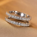 Minimal Double Band Ring With Micro Paved Zircon For Women, Daily Commuter Accessory view 2