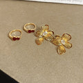 Gold Plated Copper Zircon Flower Gourd Drop Earrings With Silver Pins Chic Vintage Style view 1