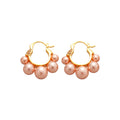 Gold Plated Rhinestone Flower Faux Pearl Ear Cuff Earrings For Elegant Office Style view 5
