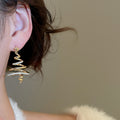 Gold Plated Copper Zircon Multi Layer Star Christmas Stud Earrings With Silver Posts view 3
