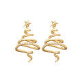 Gold Plated Copper Zircon Multi Layer Star Christmas Stud Earrings With Silver Posts view 5