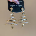 Gold Plated Copper Zircon Multi Layer Star Christmas Stud Earrings With Silver Posts view 2