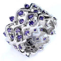 Elegant Purple Zircon Micro Pave Wavy Line Ring With Round Cluster Design For Women view 2