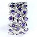 Elegant Purple Zircon Micro Pave Wavy Line Ring With Round Cluster Design For Women view 3