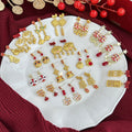 New Year Red Wedding Asymmetric Fortune Bag Lion Dance Cloud Vintage Drop Earrings view 1