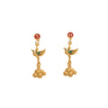 New Year Red Wedding Asymmetric Fortune Bag Lion Dance Cloud Vintage Drop Earrings view 5