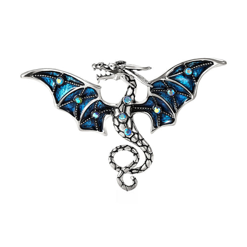 Alloy Enamel Rhinestone Dragon Brooch Pin For Coat Accessories