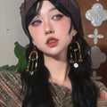 Ethnic Style Coconut Shell Wood Round Teardrop Tassel Drop Earrings For Women view 4