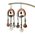 Ethnic Style Coconut Shell Wood Round Teardrop Tassel Drop Earrings For Women view 5