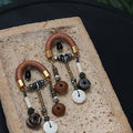 Ethnic Style Coconut Shell Wood Round Teardrop Tassel Drop Earrings For Women view 3